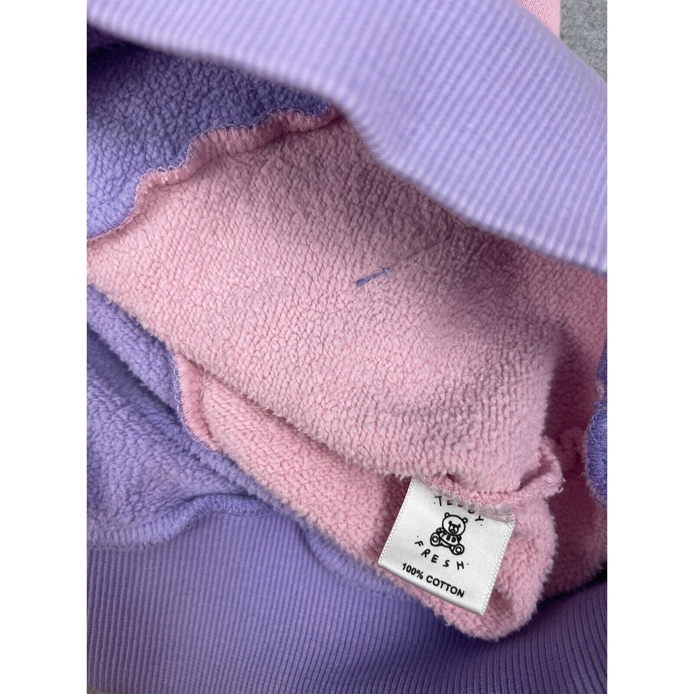 VTG Teddy Fresh Hoodie Size S Purple Pink Long Sleeve Pullover Color Block - Picture 6 of 9
